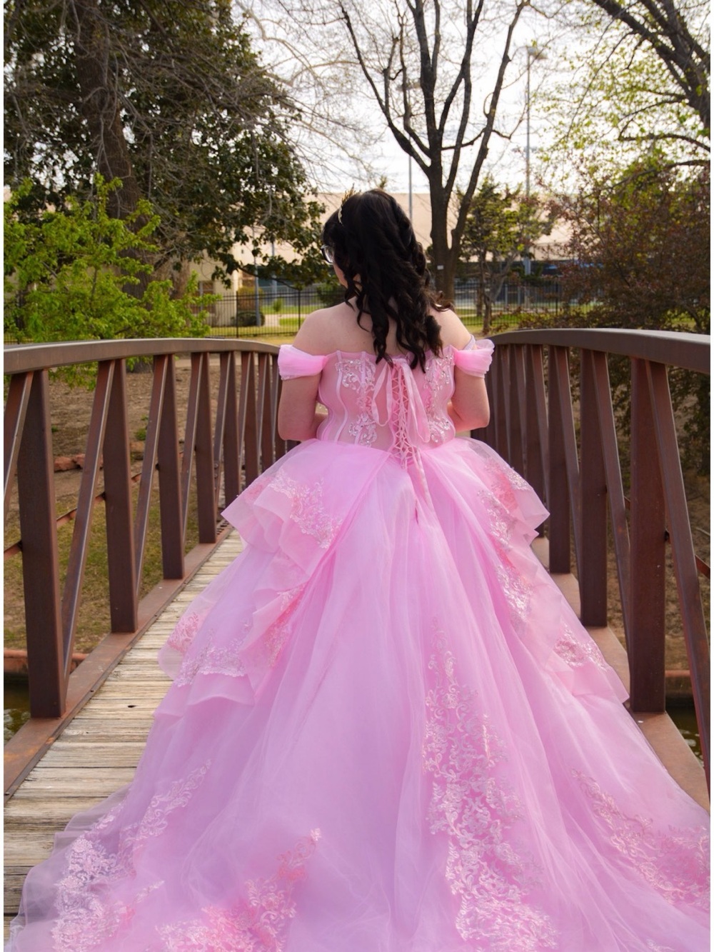 Girls' Pink Off-Shoulder Princess Tulle sweet 16 Dress